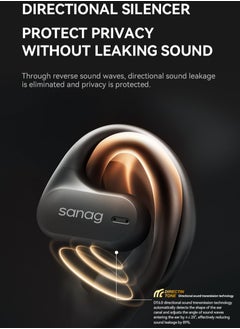 sanag ز7 سماعات أذن لاسلكية، تصميم آمن ومقاومة للماء IPX5، سماعات رأس مفتوحة أنيقة ومت耐ّة مع عمر بطارية طويل يصل إلى 60 ساعة، متوافقة مع الهاتف المحمول، التابلت، اللاب توب، (لون أسود)  - Image 4
