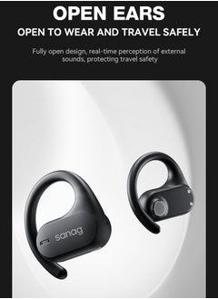 sanag ز7 سماعات أذن لاسلكية، تصميم آمن ومقاومة للماء IPX5، سماعات رأس مفتوحة أنيقة ومت耐ّة مع عمر بطارية طويل يصل إلى 60 ساعة، متوافقة مع الهاتف المحمول، التابلت، اللاب توب، (لون أسود)  - Image 5
