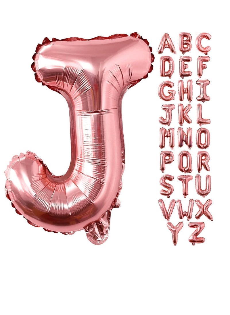 بارتي ويذ إيما بالونات من الذهب الوردي من الألف إلى الياء 32 بوصة بالونات الأبجدية من الذهب الوردي رقائق الهيليوم رسالة بالون لحفل عيد ميلاد الذكرى السنوية لزينة الزفاف (Rose Gold-J) - Image 1