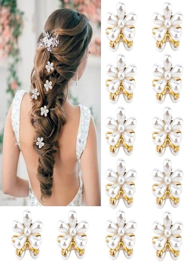 WECROO Mini Pearl Claw Clips with Flower Design, Stylish Sweet Artificial Bangs Clips Decorative Hair Accessories Women Girls Pearl Daisy Flower clips (White, Pack of 12) - Image 4