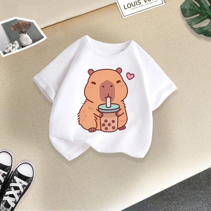 2026 Style Short-Sleeved T-Shirts For Boys And Girls With Cartoon Prints, Loose-Fitting Children'S Tops, Children'S Clothing Trend - Image 1