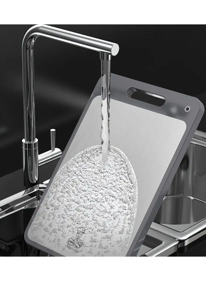 لوح تقديم من الفولاذ المقاوم للصدأ على الوجهين، لوح تقطيع منزلي مضاد للبكتيريا والعفن الفطري، لوح تقطيع سميك للمطبخ، المطبخ - Image 3