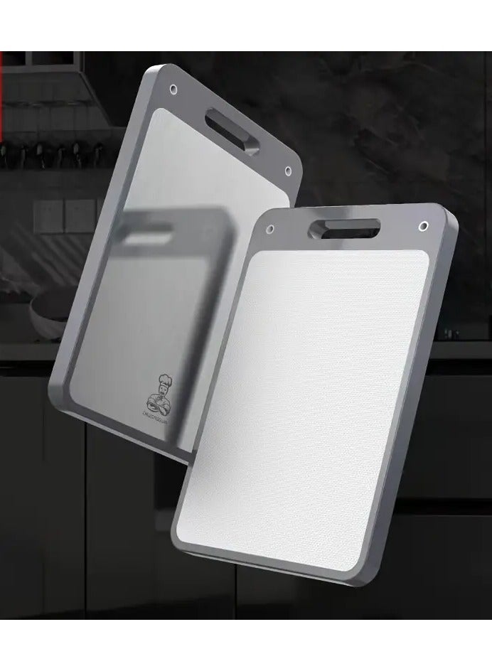 لوح تقديم من الفولاذ المقاوم للصدأ على الوجهين، لوح تقطيع منزلي مضاد للبكتيريا والعفن الفطري، لوح تقطيع سميك للمطبخ، المطبخ - Image 5