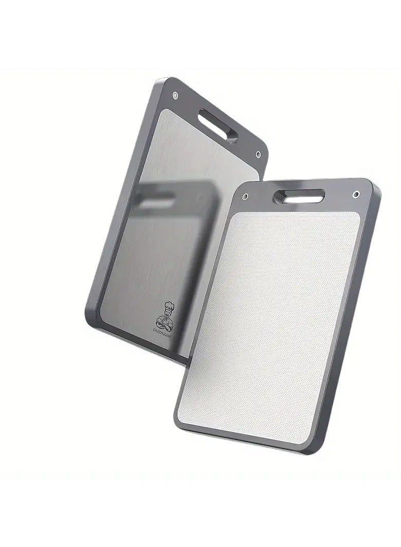 لوح تقديم من الفولاذ المقاوم للصدأ على الوجهين، لوح تقطيع منزلي مضاد للبكتيريا والعفن الفطري، لوح تقطيع سميك للمطبخ، المطبخ - Image 1