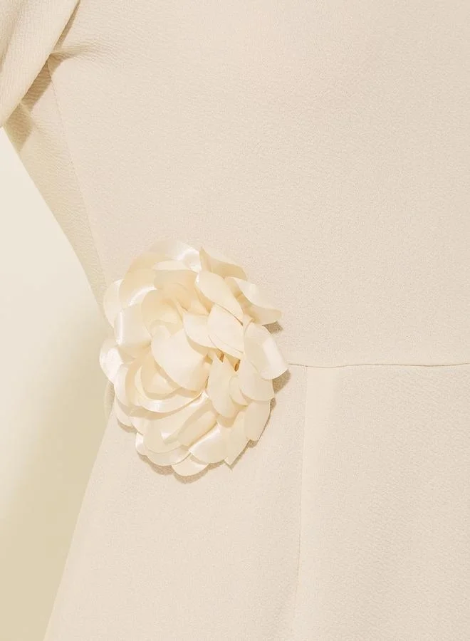 Take Two Textured Flower Corsage A-Line Maxi Dress