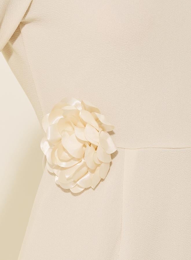 Take Two Textured Flower Corsage A-Line Maxi Dress  - Image 4