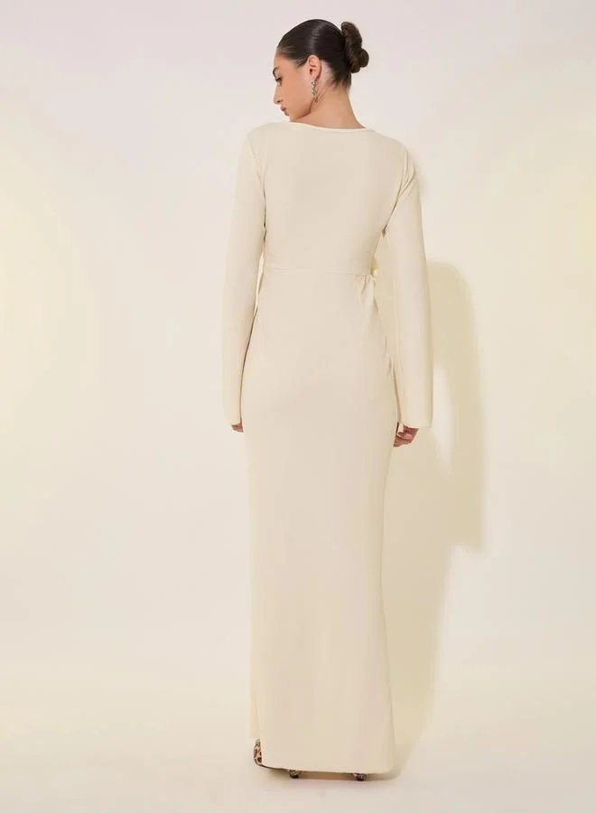 Take Two Textured Flower Corsage A-Line Maxi Dress