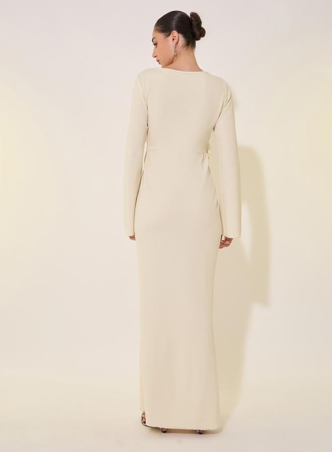 Take Two Textured Flower Corsage A-Line Maxi Dress  - Image 5