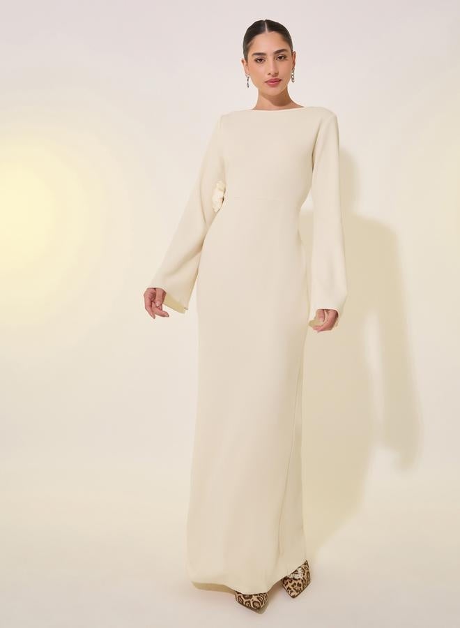 Take Two Textured Flower Corsage A-Line Maxi Dress  - Image 2