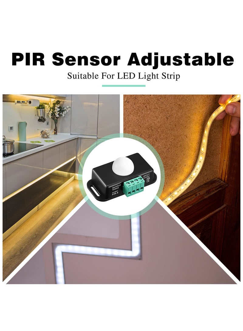 3 Packs 12 V 24 PIR Sensor Adjustable LED c Black Infrared Motion Detector Body Sensing Light Switch Controller with Embedded Probes for Flexible Strip Lights