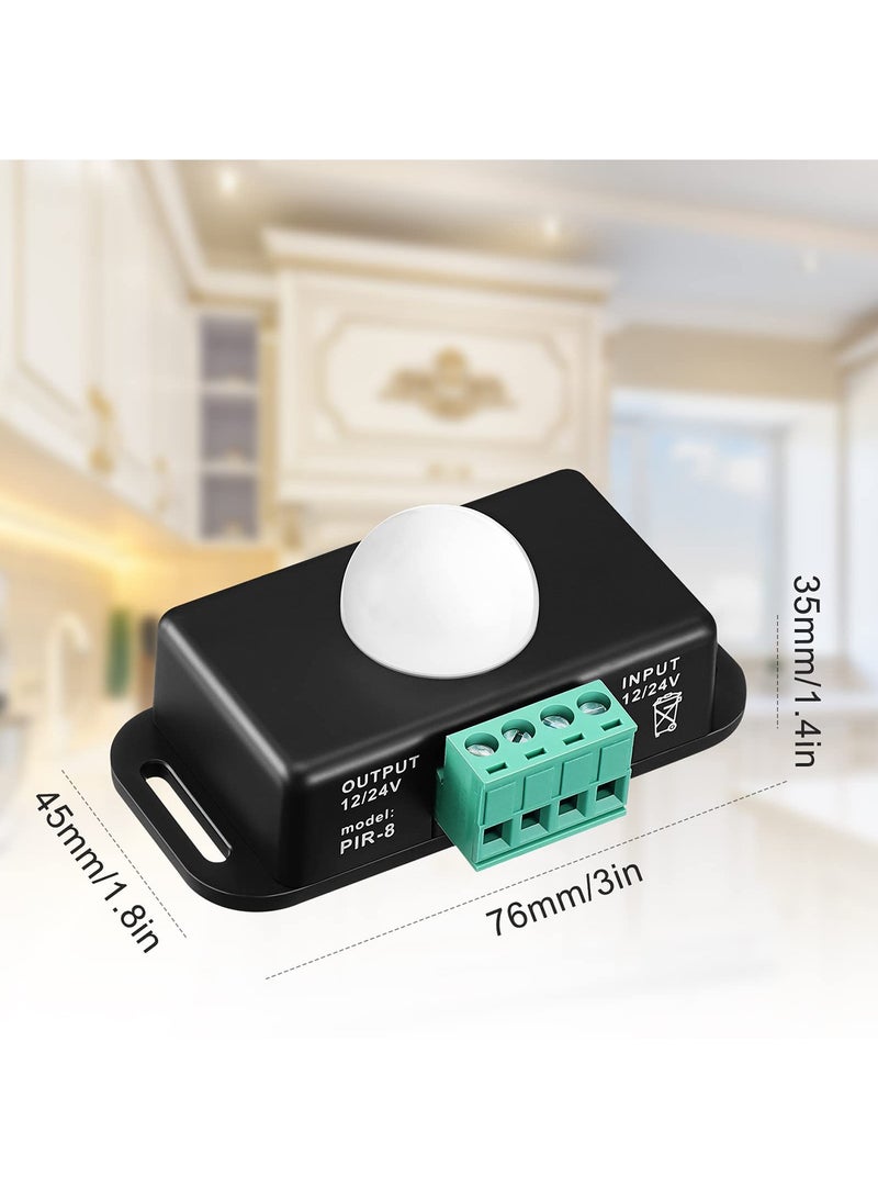 3 Packs 12 V 24 PIR Sensor Adjustable LED c Black Infrared Motion Detector Body Sensing Light Switch Controller with Embedded Probes for Flexible Strip Lights