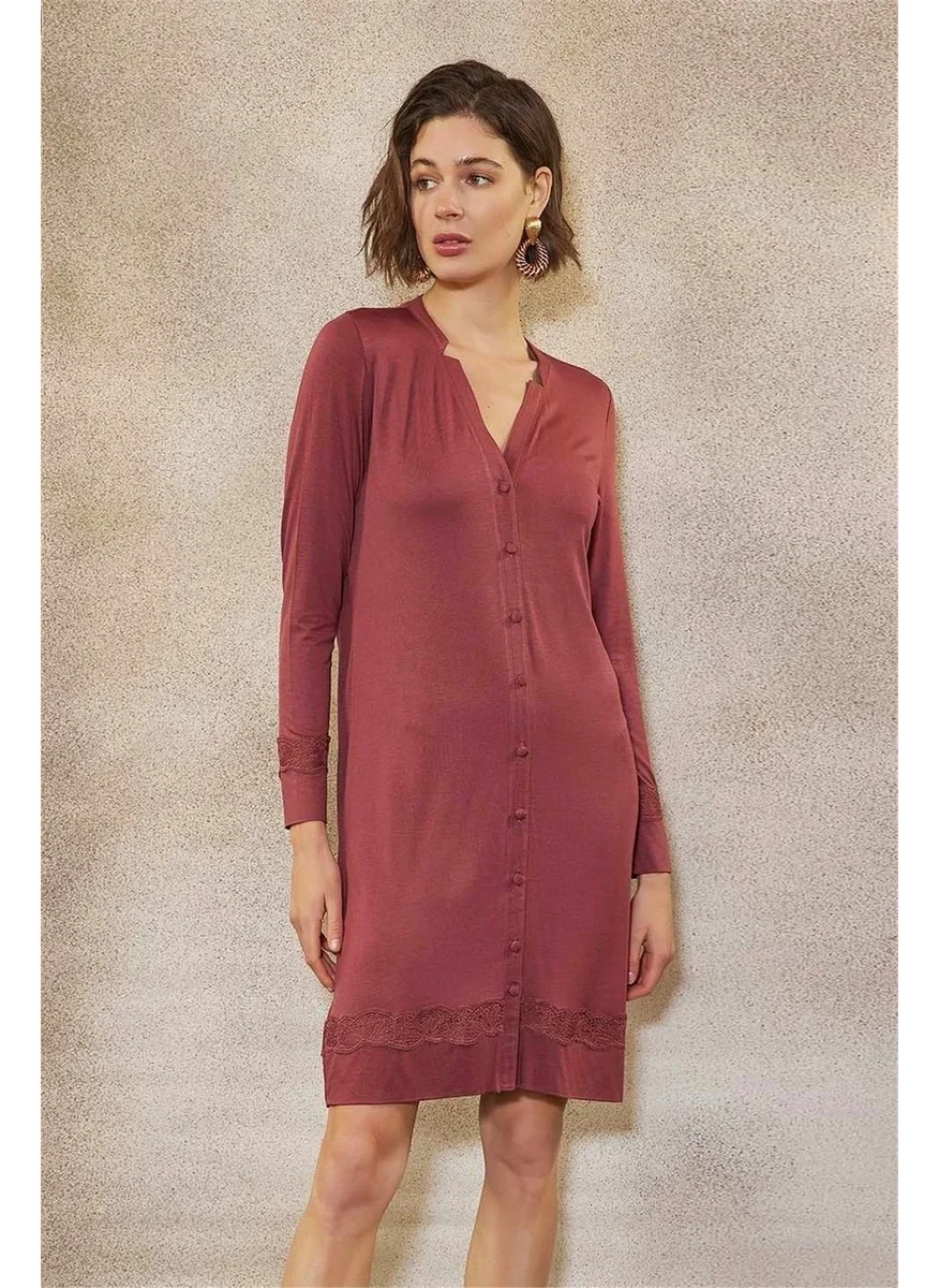 Monamise 21136 Women's Tile Long Sleeve Nightgown