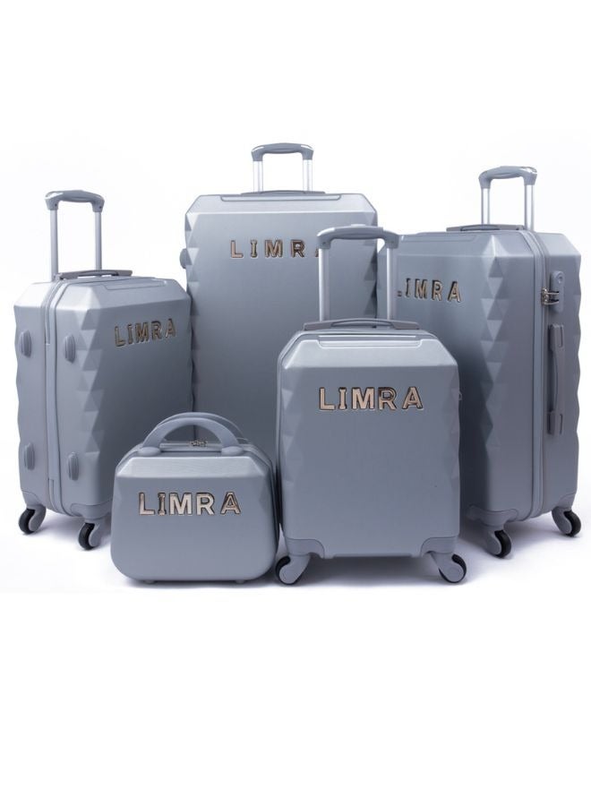 ليمرا شنط سفر من ليمرا مكون من 5 حقائب أمتعة بتصميم صلب و حديث لون فضي - Image 1