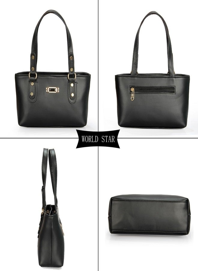 WORLD STAR PU Shoulder Bag for Womens | Black - Image 5