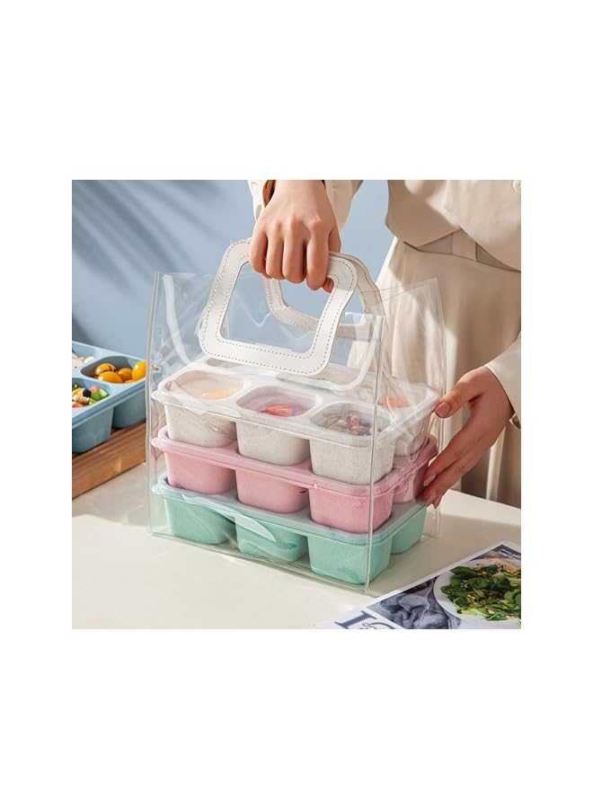 Green Tiger 4 Pack Snack Containers, Reusable Bento Snack Box, with 4 Sauce Container,5 Compartments Meal Prep Lunch Containers for Kids and Adults,Stackable Divided Food Storage Containers for School Work Travel - Image 4