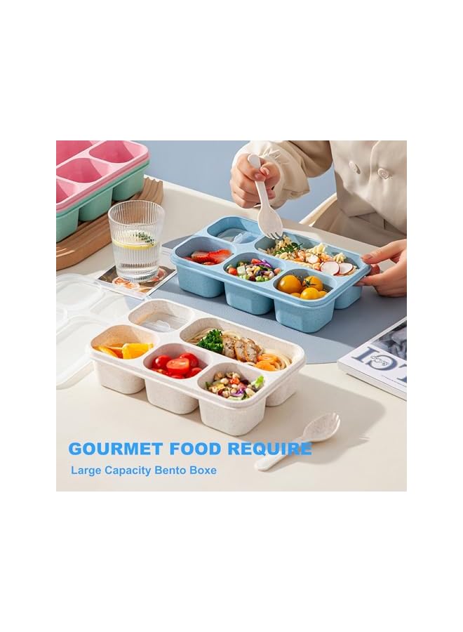 Green Tiger 4 Pack Snack Containers, Reusable Bento Snack Box, with 4 Sauce Container,5 Compartments Meal Prep Lunch Containers for Kids and Adults,Stackable Divided Food Storage Containers for School Work Travel - Image 3