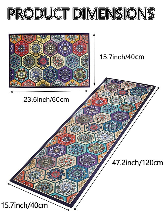 MLADEN 2Pack Kitchen Rug Mats Washable Kitchen Floor Mat Non-Skid Natural Rubber Kitchen Mats for Floor Runner Rugs Set for Floor Front of Sink, Hallway, Laundry Room 40*120CM+40*60CM  - Image 2