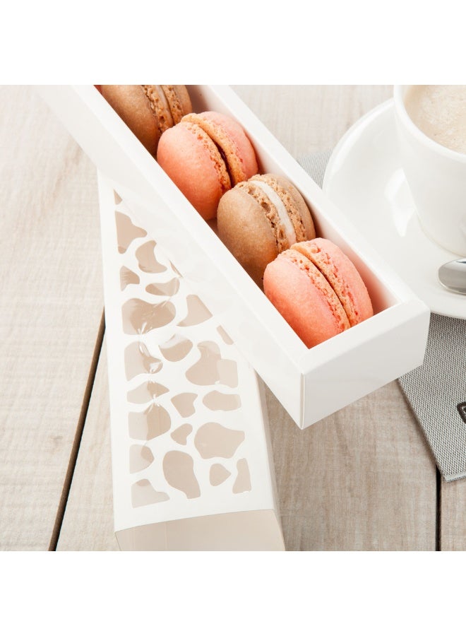 Restaurantware Sentiero 10 x 2.3 x 1.5 Inch Macaron Boxes, 100 Shock Safe Macaron Packaging - Holds 5 Macarons, With Covers, White Paper Macaron Gift Boxes, For Gifts and Parties - Image 3
