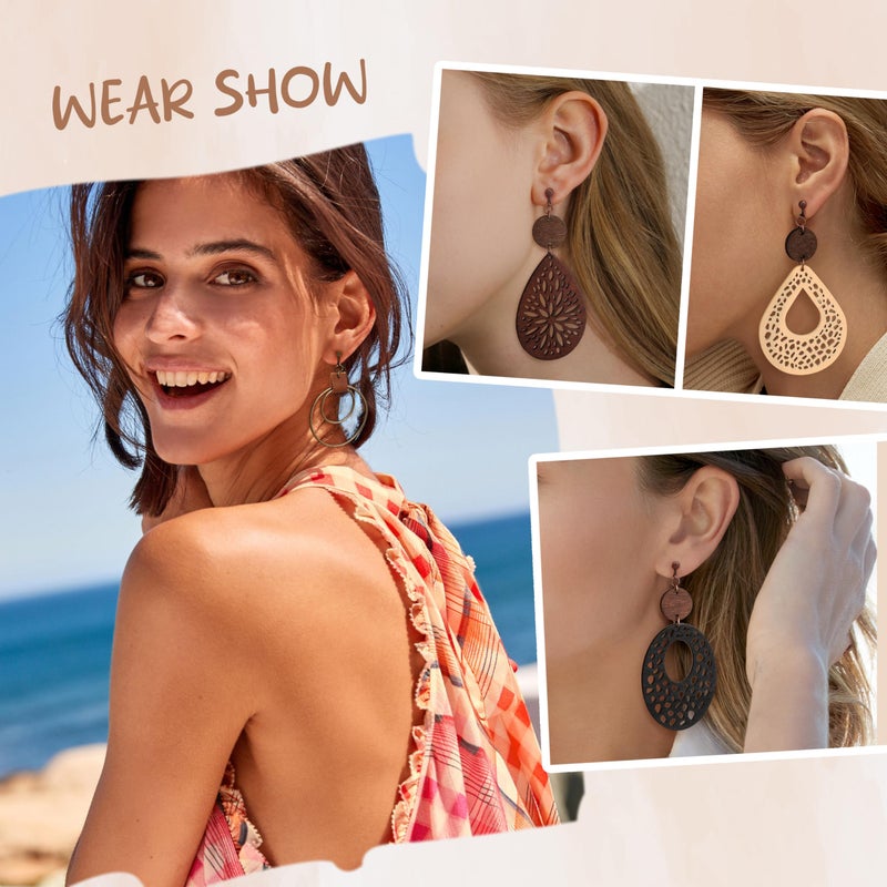 Thunaraz Clip on Dangle Earrings for Women - Bohemian Trendy Clip on Earrings Lightweight Comfortable Earrings Hypoallergenic Drop Clip ons for Non-pierced Ears Disc Teardrop Earrings - Image 4