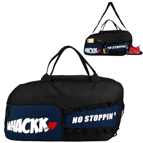 Whackk Arnold 40L Gym & Sports Duffle Bag | Workout, Training & Travel Kitbag with Separate Shoe & Wet-Dry Pocket | Unisex | Lightweight | Made in India (Blue Black) - Image 1