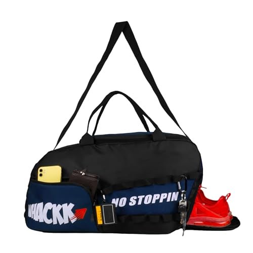 Whackk Arnold 40L Gym & Sports Duffle Bag | Workout, Training & Travel Kitbag with Separate Shoe & Wet-Dry Pocket | Unisex | Lightweight | Made in India (Blue Black) - Image 5