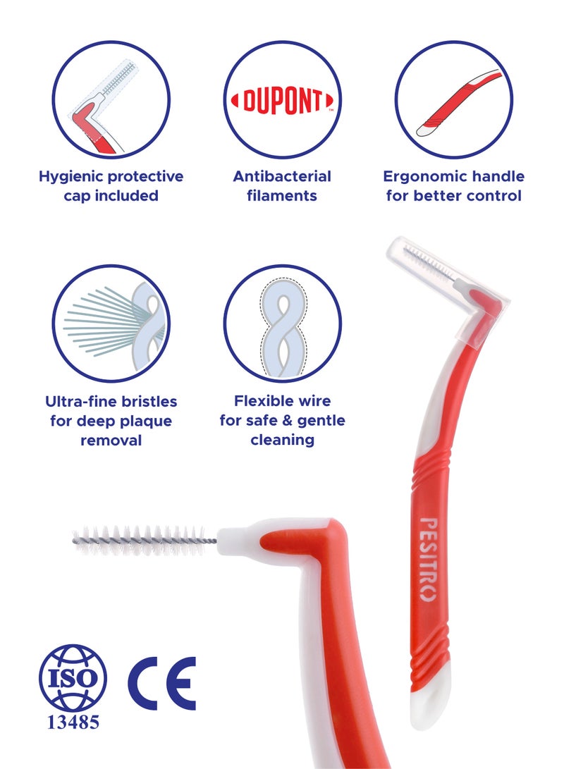 PESITRO ANGLE Interdental Brush Size 2 (0.9 mm) | Gentle Precision Cleaning for Braces, Implants & Gum Care - Image 2