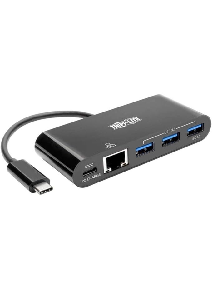 Tripp Lite 3-Port USB-C Hub - 3x USB-A, GbE, 60W PD Charging, Black (U460-003-3AGB-C) - Image 1