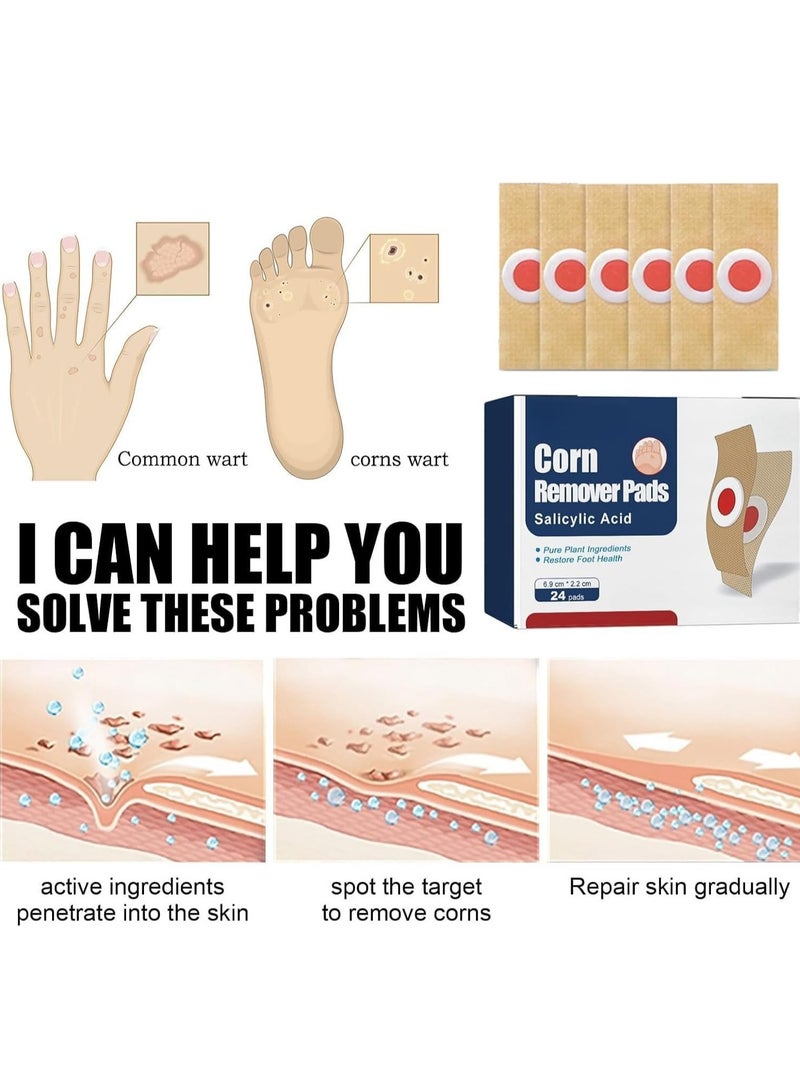 ام كيو عبوة من ٢٤ ضمادة لإزالة مسامير القدم، لإزالة مسامير القدم والكالو، ضمادة لإزالة مسامير القدم مع ثقب، وداعًا لمسامير القدم والكالو، تقشير البشرة وإصلاحها، استعادة صحة القدم - Image 3