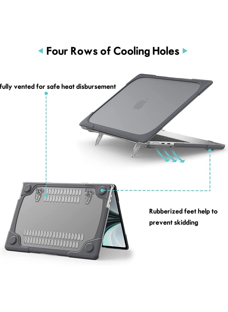 Rock Pow Hard Shell Case for MacBook Air 13.6 Inch 2022 Release A2681 with M2 Chip Heavy Duty Dual Layer Protective Cover with Fold Kickstand for 2022 MacBook Air 13.6" with Touch ID - Image 4