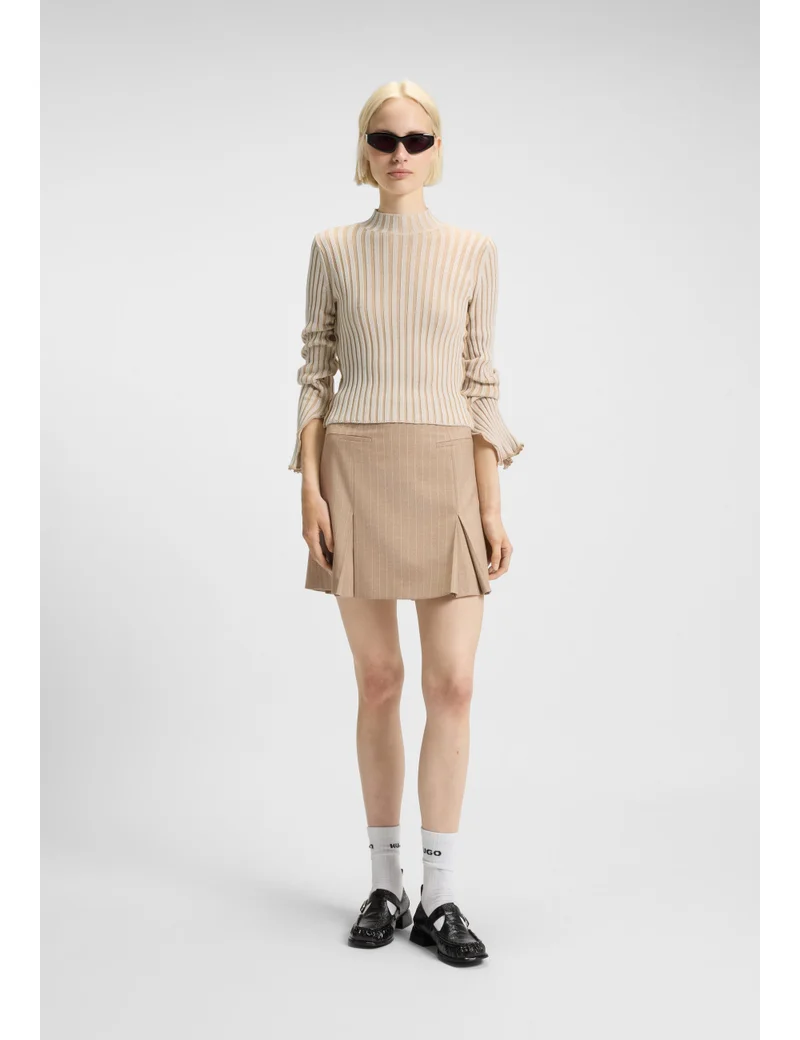 HUGO  Mock-neck sweater in ribbed cotton with frilled seams for Women | Best Price UAE