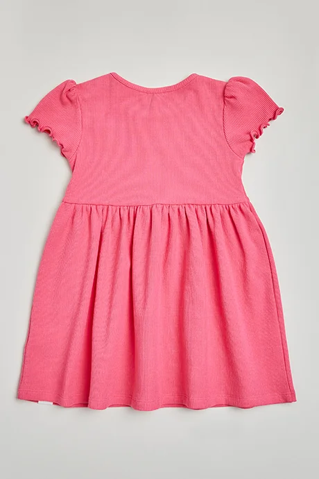 R&B Embroidered Dress with Crew Neck and Short Sleeves