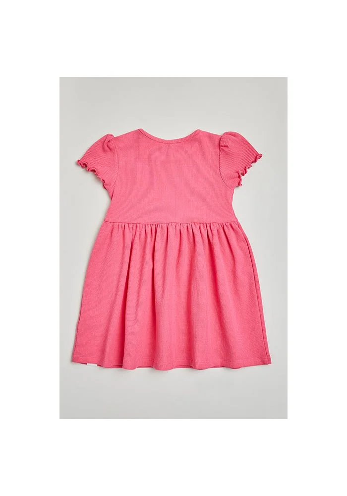 أر أند بي Embroidered Dress with Crew Neck and Short Sleeves