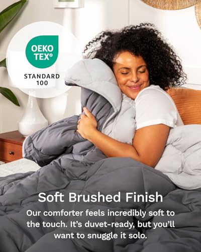 ViscoSoft Microfiber All Seasons Down Alternative Quilted Comforter - Cooling Breathable Premium Soft Reversible Microfiber Duvet Blanket, Light Gray/Dark Gray, King/California King - Image 4