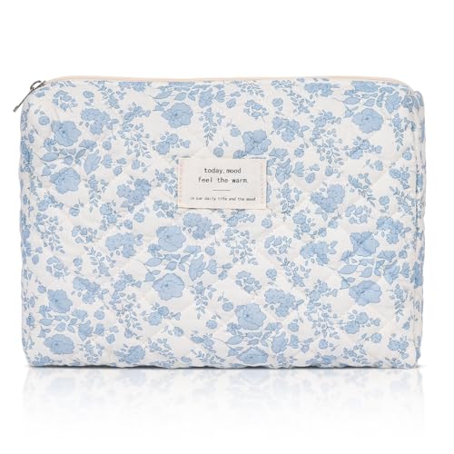 honitty Makeup Pouch,Quilted Cosmetic Bags,Large Floral Make Up Organizer for Women - Image 1
