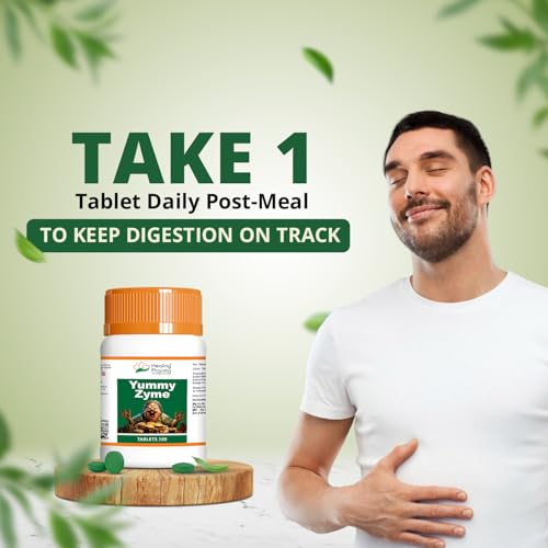 Healing Pharma - Yummy Zyme Digestive Enzyme Tablets | Relief from Indigestion, Heartburn, Bloating, Acidity & Gas | Ayurvedic Digestion Tablets | Improves Digestion & Gut Health - 100 Tablets - Image 5