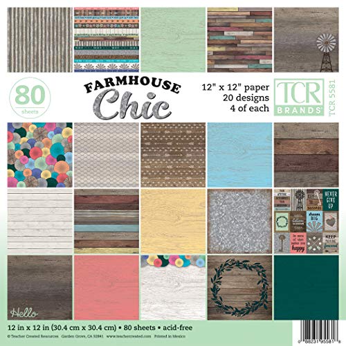 Teacher Created Resources Farmhouse Chic Scrapbook Project Paper Pad 12"x 12" (TCR5581) - Image 1