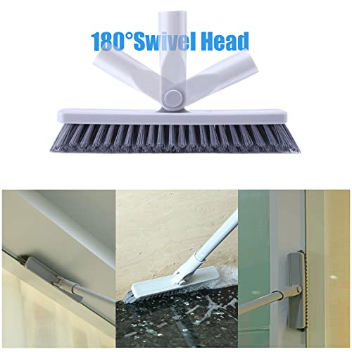 YONILL Grout Brush with Long Handle - Heavy Duty Grout Cleaner Brushes for Tile Floors, Swivel Stiff Bristles Floor Scrubber Cleaning Tool, Floor Scrub Brush for Shower, Kitchen, Baseboards and Corner - Image 3