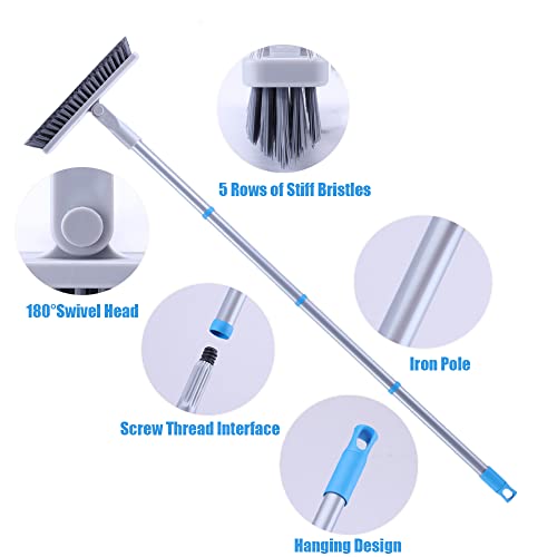 YONILL Grout Brush with Long Handle - Heavy Duty Grout Cleaner Brushes for Tile Floors, Swivel Stiff Bristles Floor Scrubber Cleaning Tool, Floor Scrub Brush for Shower, Kitchen, Baseboards and Corner - Image 5
