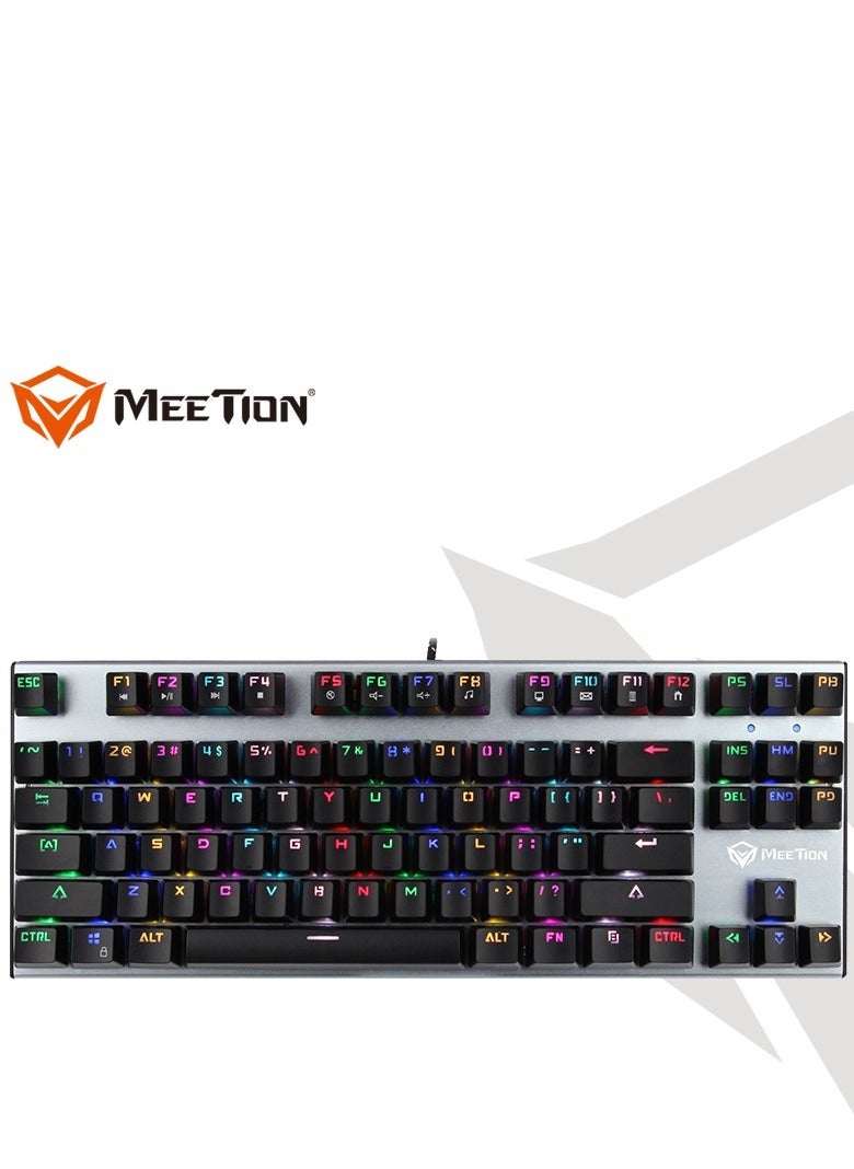 ميشين Meetion MK04 TKL RGB Backlit Multimedia Blue Switch Mechanical Gaming Keyboard Full key anti-ghosting ,Lucency injection keycap wear proof and high light transmittance RGB chrome backlit customizable - Image 3