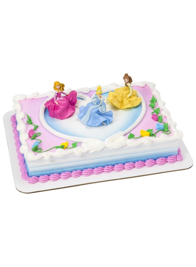 DecoPac Decoset Disney Princess Once Upon A Moment Cake Topper 3-Pieces Decorations Set With Aurora Belle And Cinderella Collectible Figure For Hours Of Fun After The Party  - Image 1