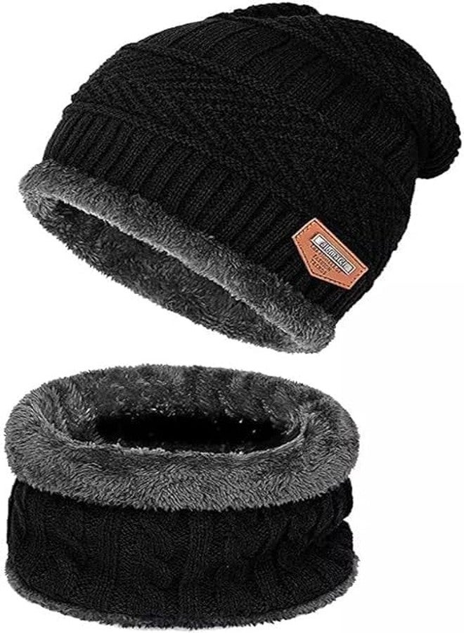 Eloxee Woolen Winter Wear Cap with Neck Muffler Set for Men & Women Beanie Hat with Thick Fleece Lined, Winter Cold Weather Combo Set for Travelling, Surfing & Snow. (Multy Colour) - Image 4