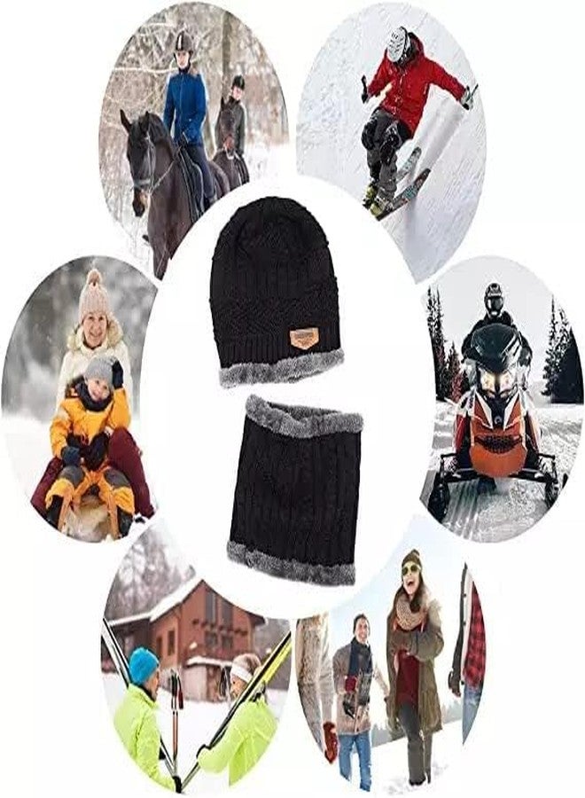 Eloxee Woolen Winter Wear Cap with Neck Muffler Set for Men & Women Beanie Hat with Thick Fleece Lined, Winter Cold Weather Combo Set for Travelling, Surfing & Snow. (Multy Colour) - Image 5