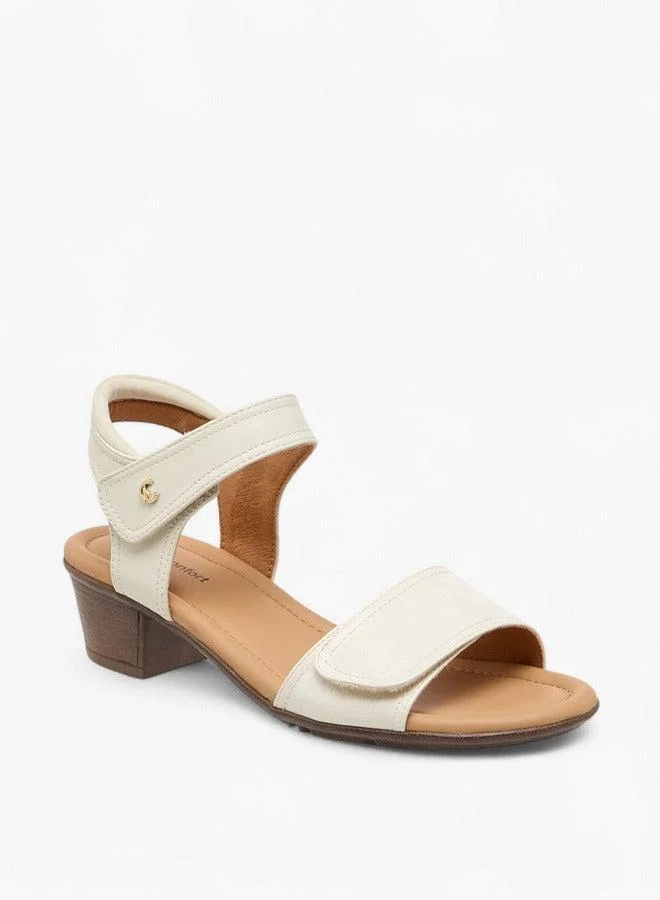 Le Confort Women Solid Block Heel Sandals with Hook and Loop Closure