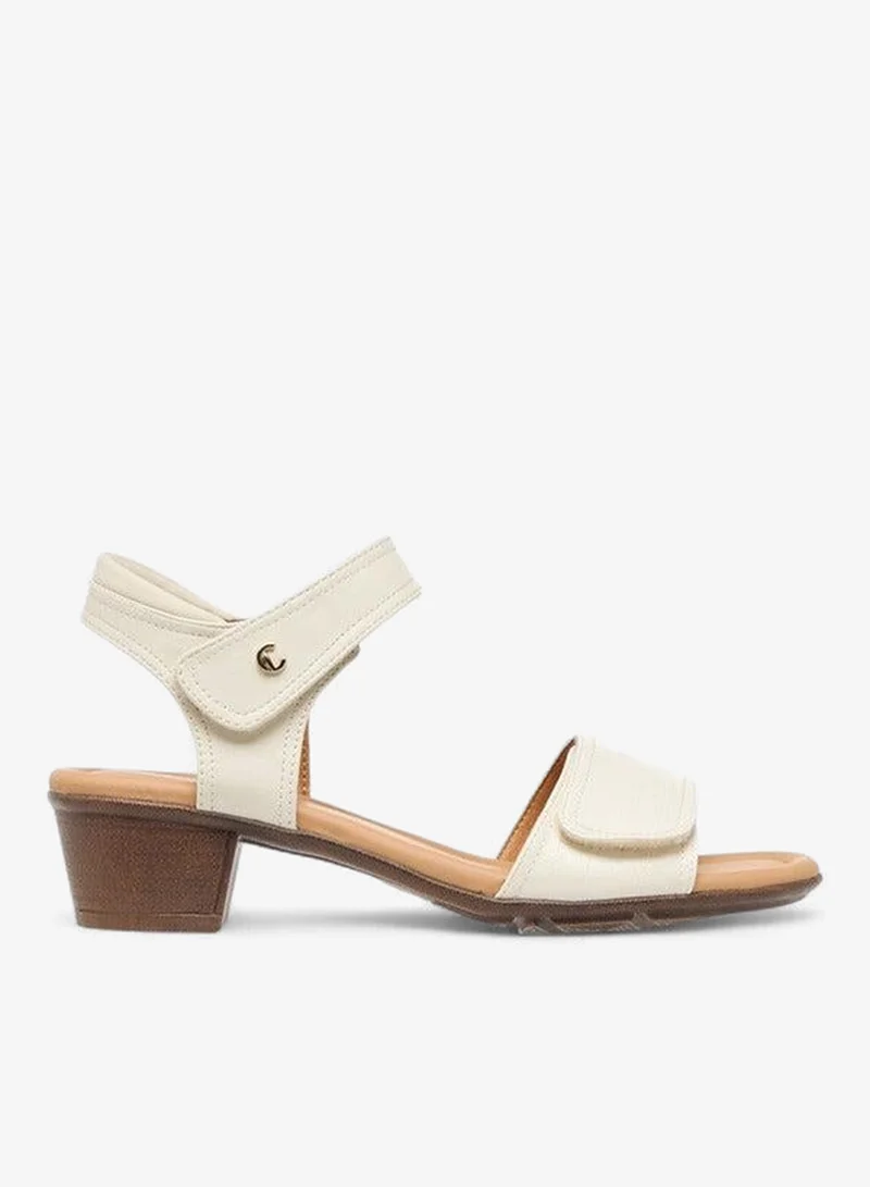 لو كونفورت صنادل نسائية بكعب عريض وإغلاق بشريط لاصق