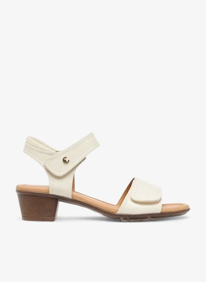Le Confort BEIGE Women Solid Block Heel Sandals with Hook and Loop Closure for Women | Best Price UAE