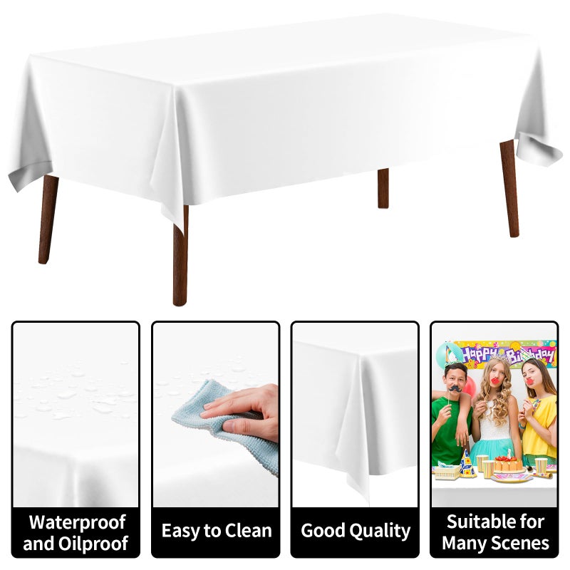 CXPSINC 54 Inch X 300 Feet Plastic Table Cover Roll Disposable Tablecloth with Slide Cutter for All Type/Shape Tables | Party, Banquet, Birthdays, Weddings(White, 300 Feet) - Image 3
