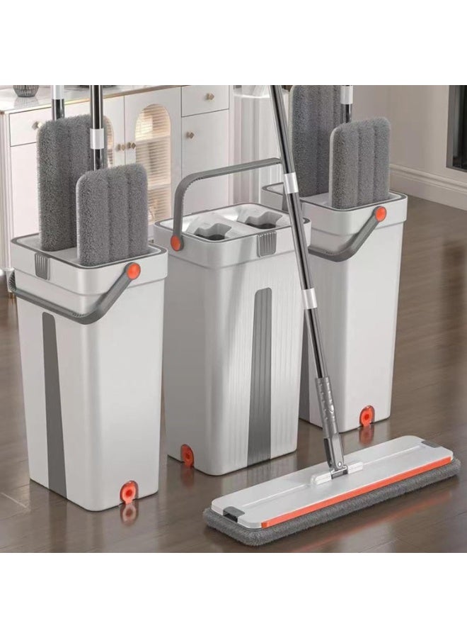 Flat Mop and Bucket Set with 8 Reusable Pads – Hands-Free Dual-Chamber System & 360° Rotating Head for Wet & Dry Floor Cleaning Square Design - Image 3