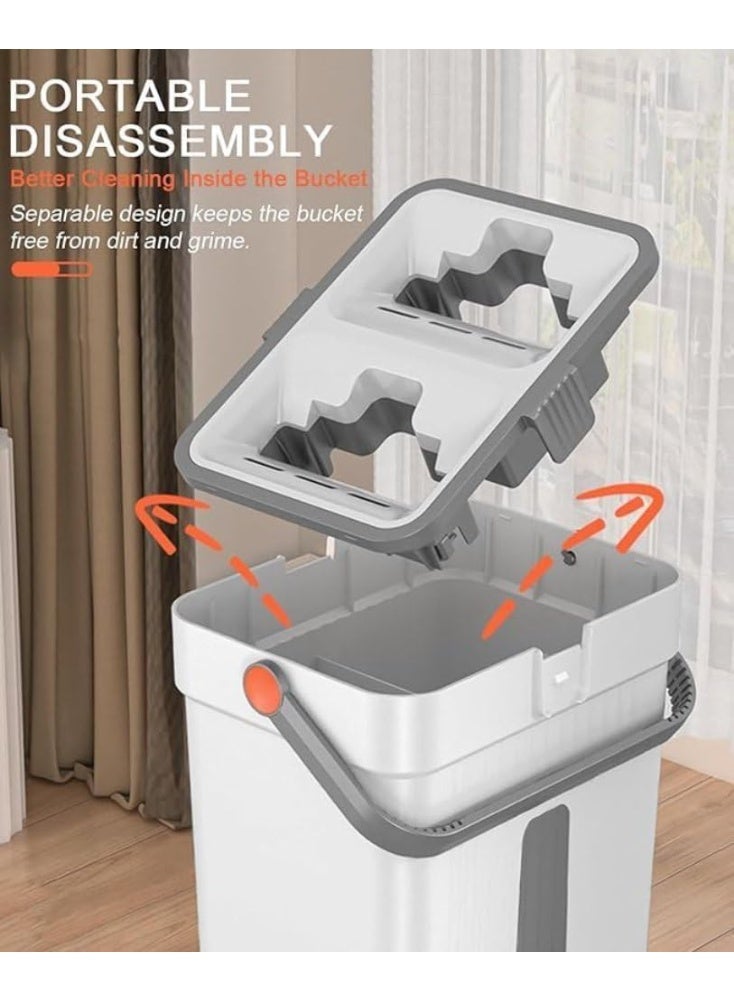 Flat Mop and Bucket Set with 8 Reusable Pads – Hands-Free Dual-Chamber System & 360° Rotating Head for Wet & Dry Floor Cleaning Square Design - Image 2