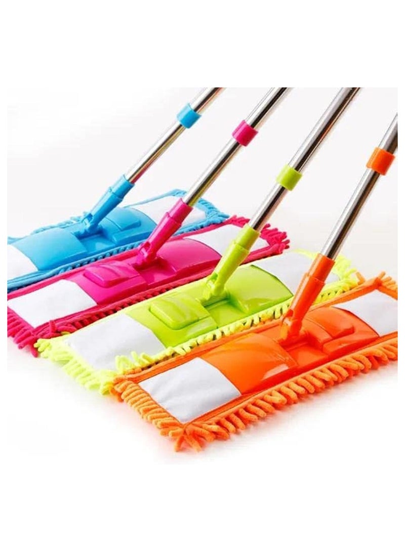 Generic Multicolor Microfiber Floor Mop with Stainless Steel Handle – Reusable Cleaning Mop for Tiles, Marble, Ceramic & Wooden Floors - Image 1