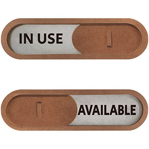 GEEKBEAR In Use Available Slider Door Sign for Home Office - Premium MDF, 7.5 x 2.2 in (Brown) - Image 1